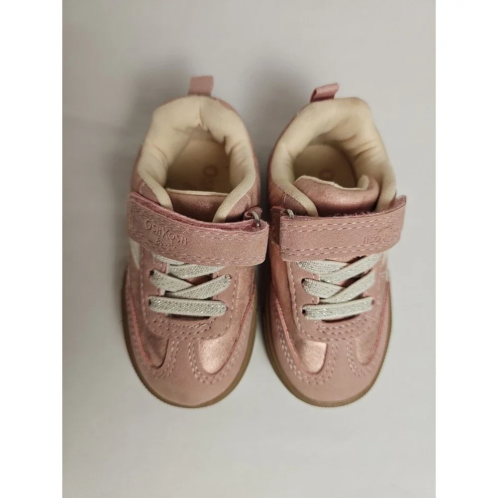 OshKosh B'gosh Baby Girls Pink Sneakers Shoes Size 4M Hook & Loop
